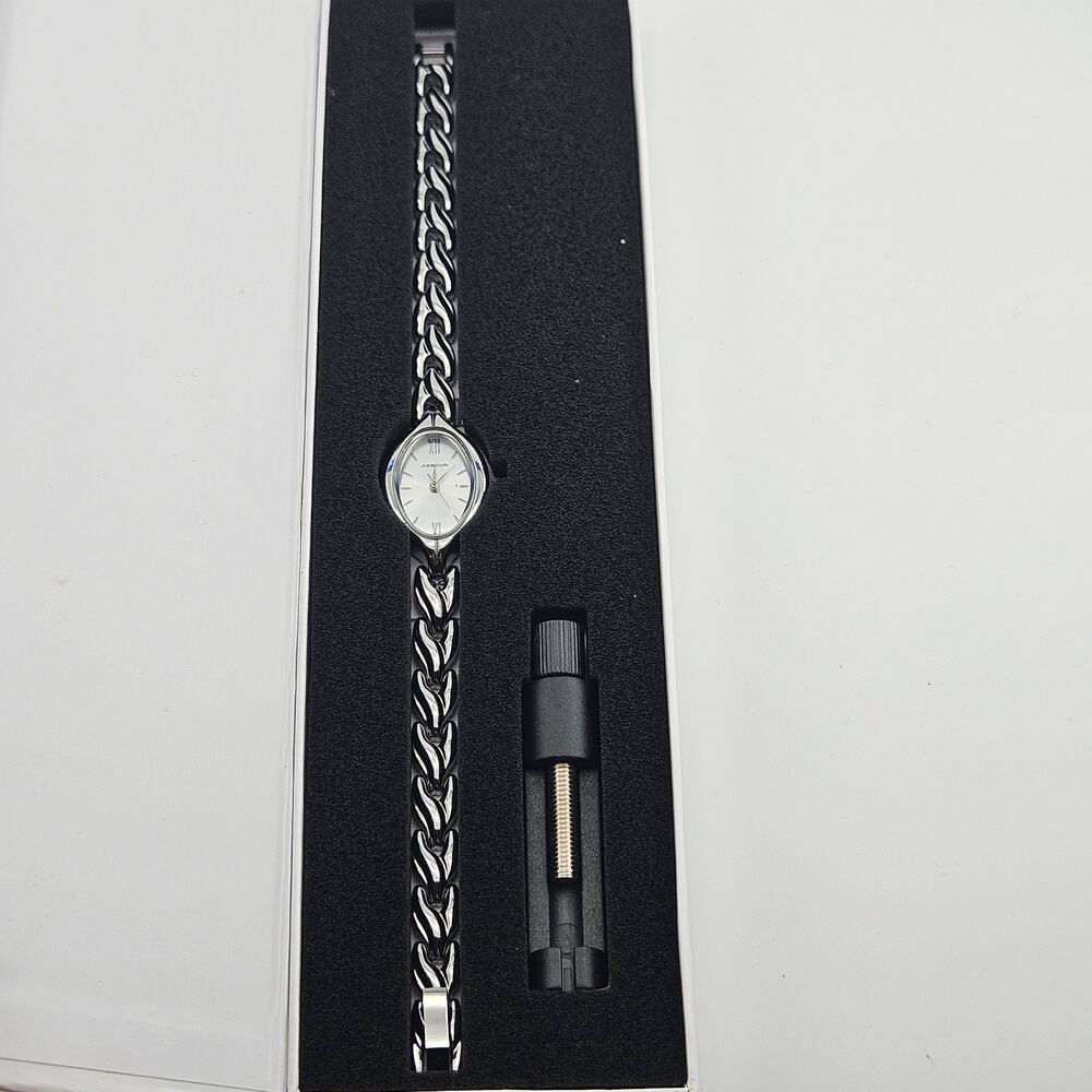 Jiandun Women's Silver Tone Delicate Bracelet Watch Contemporary Chain Link NEW